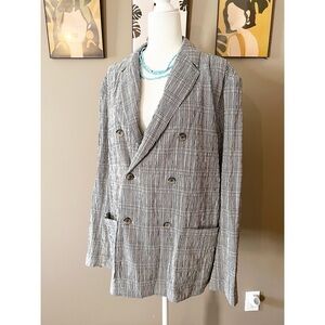 Zara Brown Plaid Blazer Jacket
